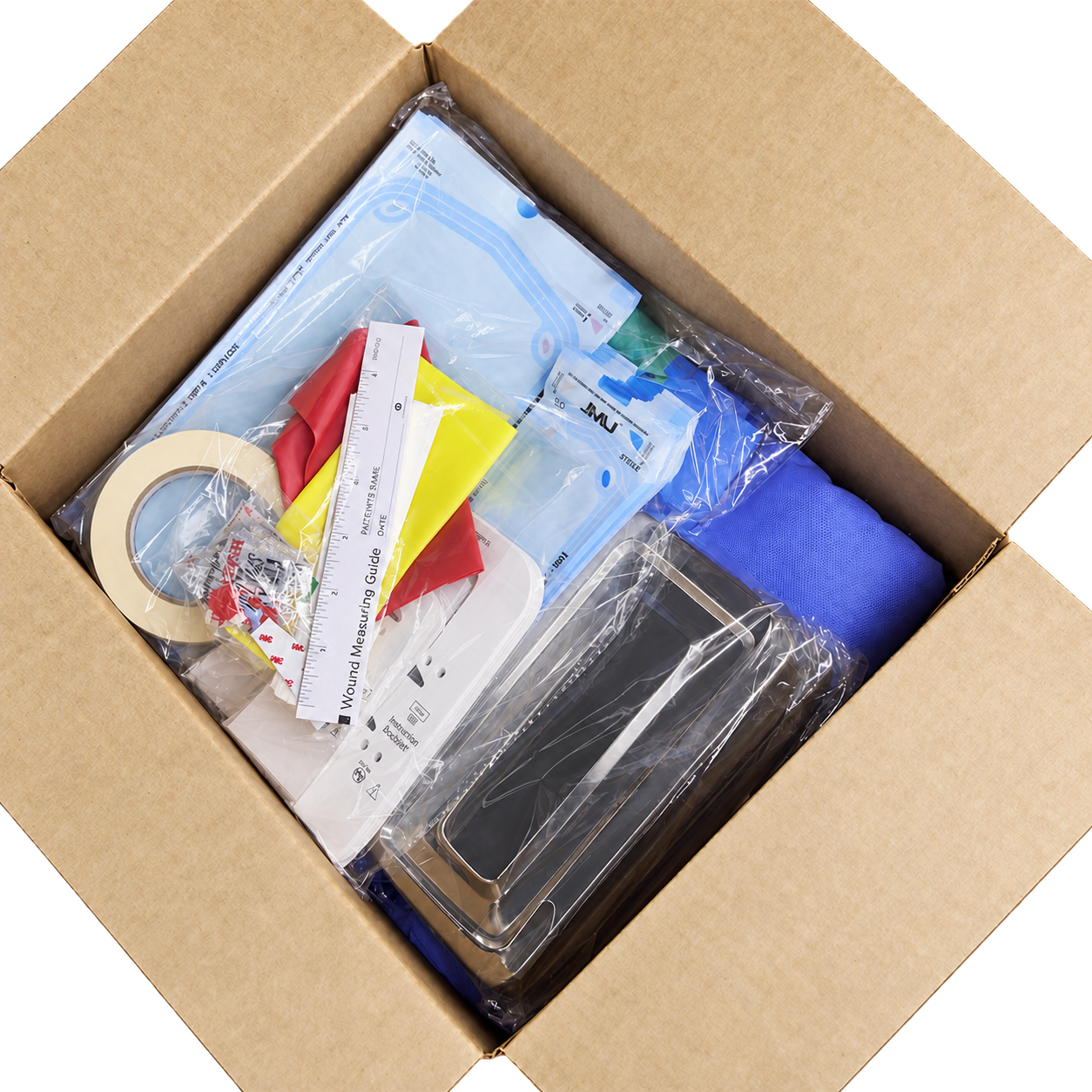 Skills kit mockup showing packaged training supplies inside the shipping box